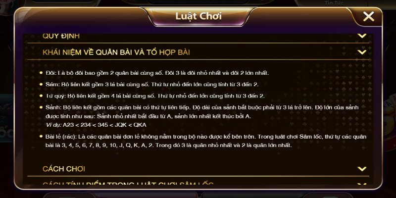 Sâm online Hipclub có luật chơi đơn giản và dễ dàng